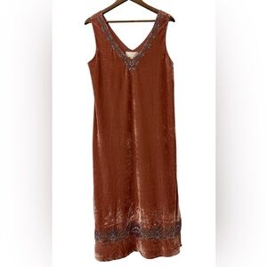 Women’s Joa Of Los Angeles Crushed Velvet Floral Embroidery Maxi Desss Boho Sz M